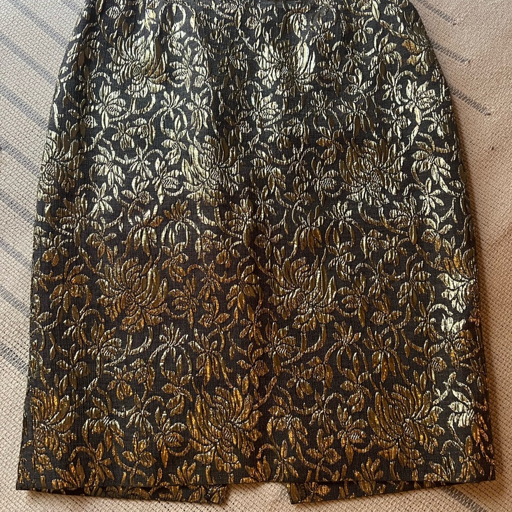 Gianfranco Ferre Gold and Black Floral Patterned Skirt